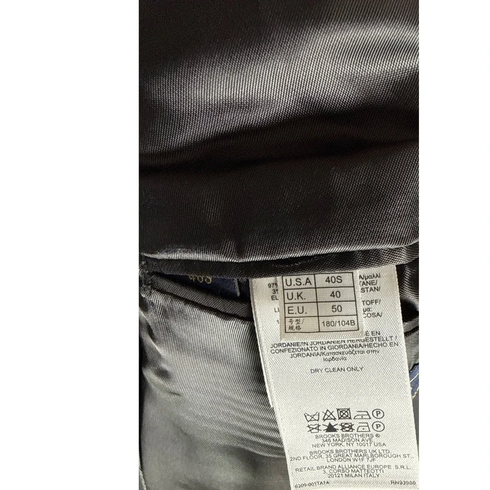 Brooks Brothers 346 Charcoal Pinstripe Wool Suit Jacket Blazer Mens Size 40‎ S